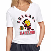 Chicago Blackhawks Starter Women's Tough Puck T-Shirt - White | US 203995178