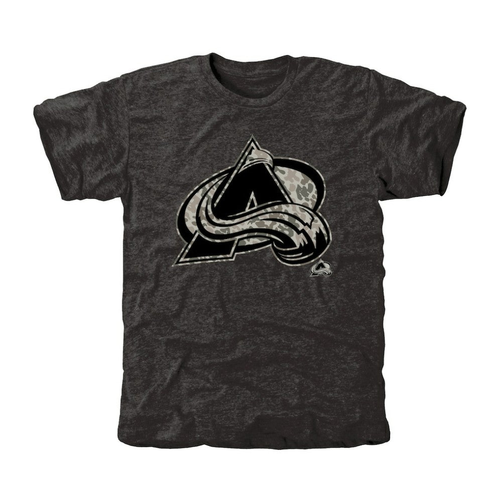 Men's Colorado Avalanche Black Rink Warrior Tri-Blend T-Shirt | US 2265456