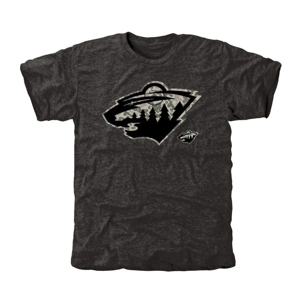 Men's Minnesota Wild Black Rink Warrior Tri-Blend T-Shirt | US 2265463