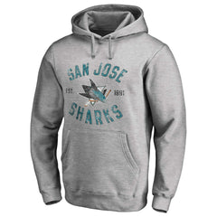 San Jose Sharks Heritage Pullover Hoodie - Ash | US 2376426