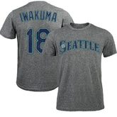 Hisashi Iwakuma Seattle Mariners Majestic Threads Premium Tri-Blend Name & Number T-Shirt - Gray T-shirts
