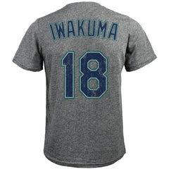 Hisashi Iwakuma Seattle Mariners Majestic Threads Premium Tri-Blend Name & Number T-Shirt - Gray T-shirts