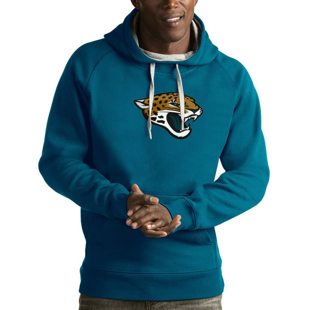 Jacksonville Jaguars Antigua Victory Pullover Hoodie - Teal Hoodies