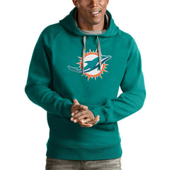 Miami Dolphins Antigua Victory Pullover Hoodie - Aqua Hoodies
