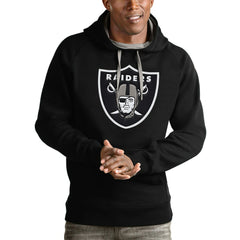 Las Vegas Raiders Antigua Victory Pullover Hoodie - Black Hoodies