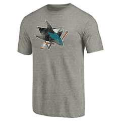 San Jose Sharks Distressed Team Logo Tri-Blend T-Shirt - Ash | US 2485150
