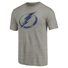 Tampa Bay Lightning Distressed Team Logo Tri-Blend T-Shirt - Ash | US 2485152