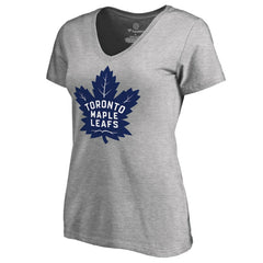 Toronto Maple Leafs Women's New Primary Logo V-Neck T-Shirt - Heather Gray | US 2509234