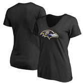 Baltimore Ravens Women's Primary Team Logo V-Neck T-Shirt - Black T-shirts