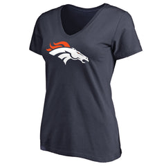 Denver Broncos Pro Line Women's Primary Team Logo 2 V-Neck T-Shirt - Navy T-shirts