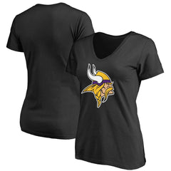 Minnesota Vikings Women's Primary Team Logo V-Neck T-Shirt - Black T-shirts