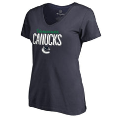 Vancouver Canucks Women's Nostalgia V-Neck T-Shirt - Navy | US 2516245