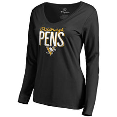 Pittsburgh Penguins Women's Nostalgia Long Sleeve T-Shirt - Black | US 2516270