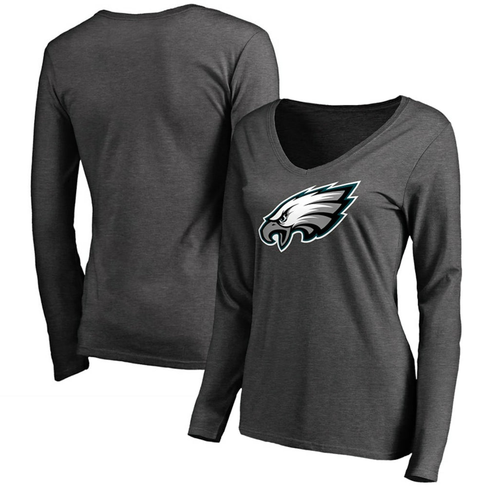 Philadelphia Eagles Women's Team Logo Long Sleeve T-Shirt - Heathered Gray T-shirts