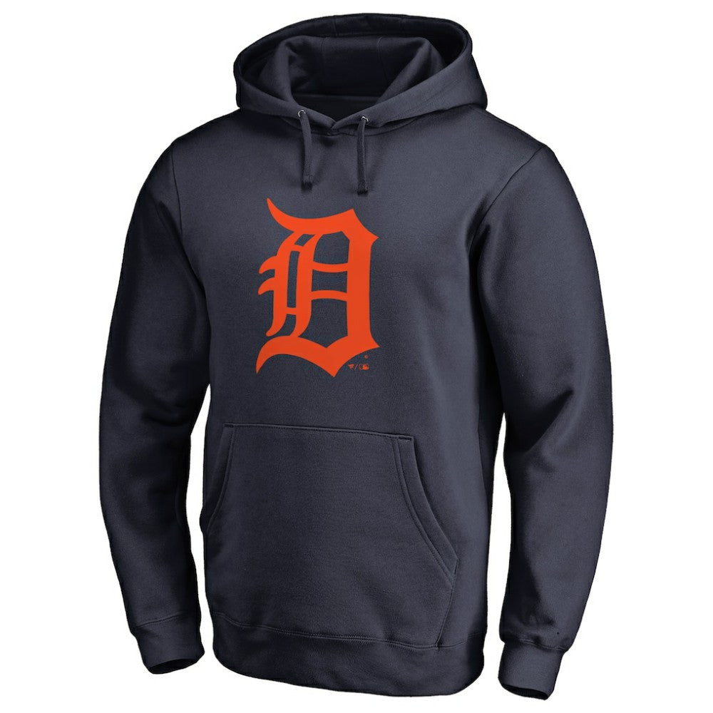 Detroit Tigers Official Logo Fitted Pullover Hoodie - Navy Hoodies