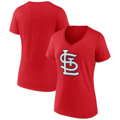 St. Louis Cardinals Women's Team Color Primary Logo V-Neck T-Shirt - Red T-shirts