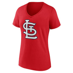 St. Louis Cardinals Women's Team Color Primary Logo V-Neck T-Shirt - Red T-shirts