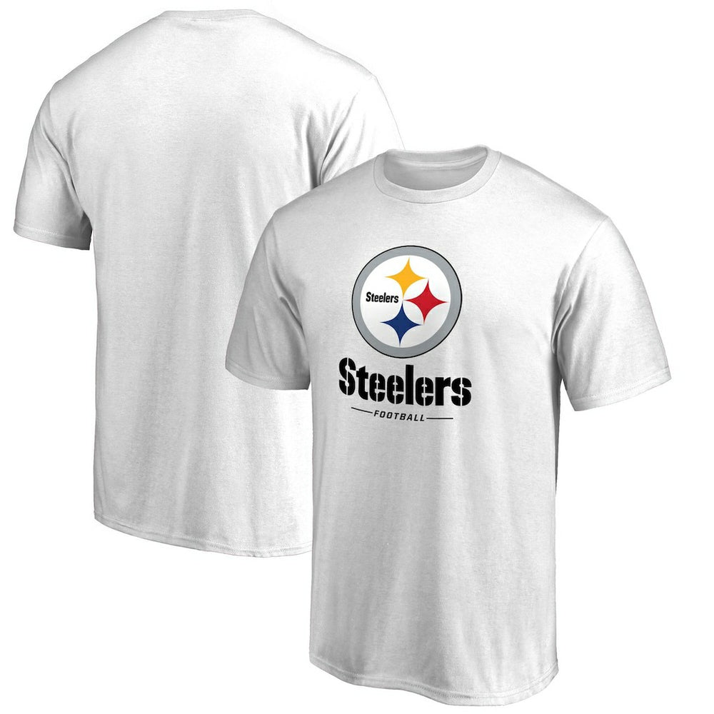 Pittsburgh Steelers Team Lockup 2 T-Shirt - White T-shirts