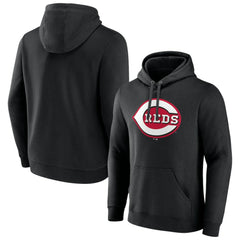 Cincinnati Reds Official Logo Fitted Pullover Hoodie - Black Hoodies