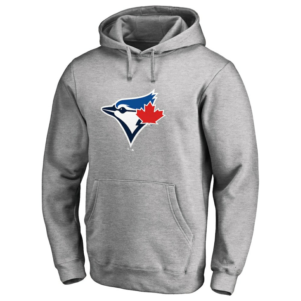 Toronto Blue Jays Official Logo Fitted Pullover Hoodie - Heather Gray Hoodies