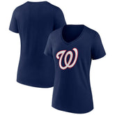 Washington Nationals Women's Secondary Color Primary Logo T-Shirt - Navy T-shirts