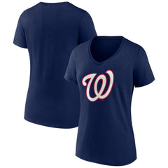 Washington Nationals Women's Secondary Color Primary Logo T-Shirt - Navy T-shirts