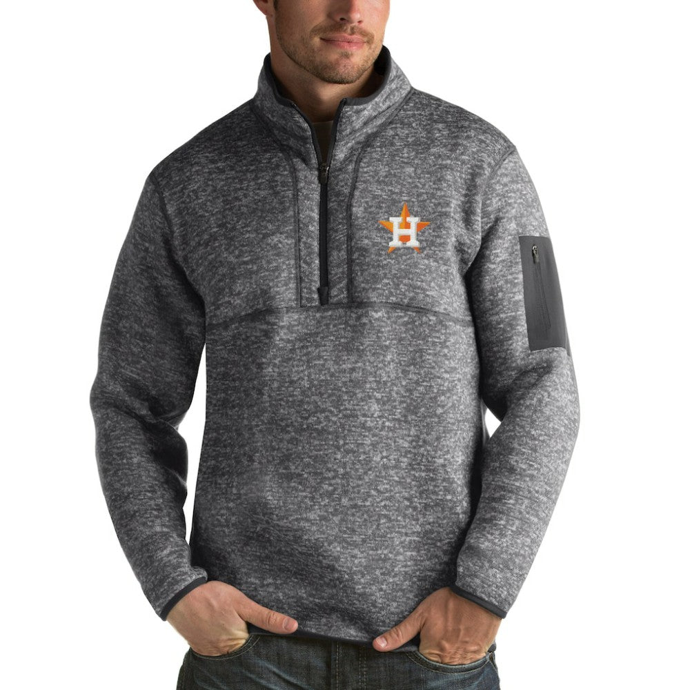 Houston Astros Antigua Fortune Half-Zip Sweater - Heathered Charcoal