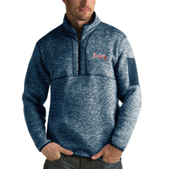 Atlanta Braves Antigua Fortune Half-Zip Sweater - Heathered Navy