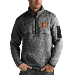 Baltimore Orioles Antigua Fortune Half-Zip Sweater - Heathered Black