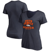 Denver Broncos Women's Faith Family V-Neck T-Shirt - Navy T-shirts