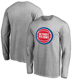 Detroit Pistons Primary Logo Long Sleeve T-Shirt Heather Gray