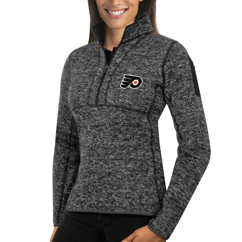 Philadelphia Flyers Antigua Women's Fortune Half-Zip Sweatshirt - Charcoal | US 2596035