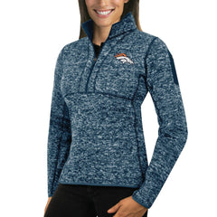 Denver Broncos Antigua Women's Fortune Half-Zip Sweater - Heather Navy