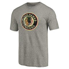 Chicago Blackhawks Throwback Logo 1937-1938 Tri-Blend T-Shirt - Ash | US 2605421