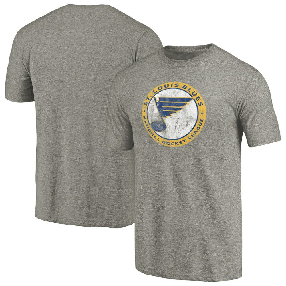 St. Louis Blues Throwback Logo 1970 Tri-Blend T-Shirt - Ash | US 2605430