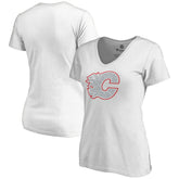 Calgary Flames Women's Whiteout V-Neck T-Shirt - White | US 2606338