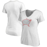 Columbus Blue Jackets Women's Whiteout V-Neck T-Shirt - White | US 2606342
