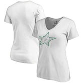 Dallas Stars Women's Whiteout V-Neck T-Shirt - White | US 2606343
