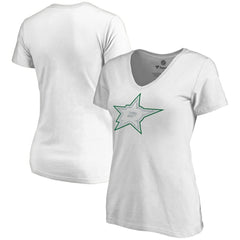 Dallas Stars Women's Whiteout V-Neck T-Shirt - White | US 2606343