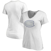 Montreal Canadiens Women's Whiteout V-Neck T-Shirt - White | US 2606349