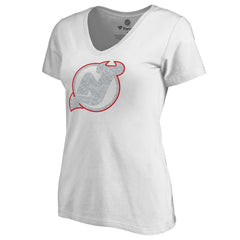 New Jersey Devils Women's Whiteout V-Neck T-Shirt - White | US 2606351