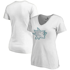 San Jose Sharks Women's Whiteout V-Neck T-Shirt - White | US 2606358