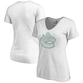 Vancouver Canucks Women's Whiteout V-Neck T-Shirt - White | US 2606362