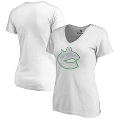 Vancouver Canucks Women's Whiteout V-Neck T-Shirt - White | US 2606362