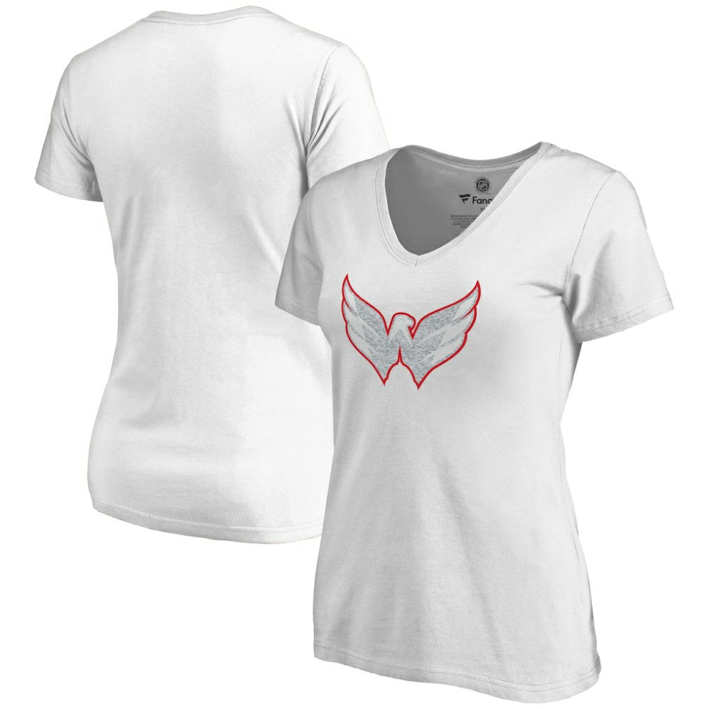 Washington Capitals Women's Whiteout V-Neck T-Shirt - White | US 2606363