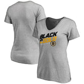 Boston Bruins Women's Hometown Collection Black & Gold V-Neck T-Shirt - ash | US 2606931
