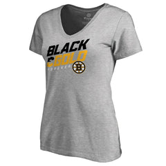Boston Bruins Women's Hometown Collection Black & Gold V-Neck T-Shirt - ash | US 2606931