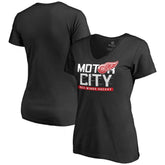 Detroit Red Wings Women's Hometown Collection Motor City V-Neck T-Shirt - Black | US 2606934