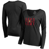 Ottawa Senators Women's Hometown Collection Sens Army V-Neck Long Sleeve T-Shirt - Black | US 2606951