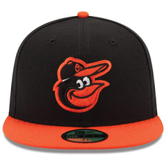Baltimore Orioles New Era Road Authentic Collection On-Field 59FIFTY Fitted Hat - Black/Orange Hats